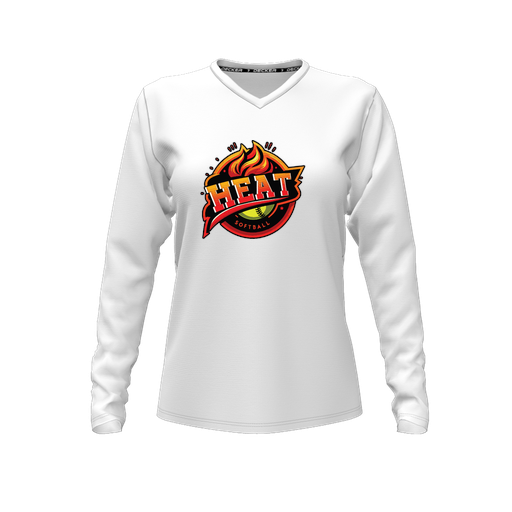 [CUS-DFW-TEES-CMF-VNK-LSL-WHT-FYXS-LOGO2] Decker Comfort T-Shirt (Female Youth XS, White, V Neck, Logo 2, Long Sleeve)