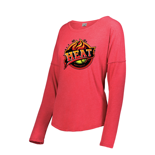 [FTLCUBRD-FAS-LOGO2] Decker Women's Tri-Blend T-Shirt - Long Sleeve (Female Adult S, Red, Logo 2)
